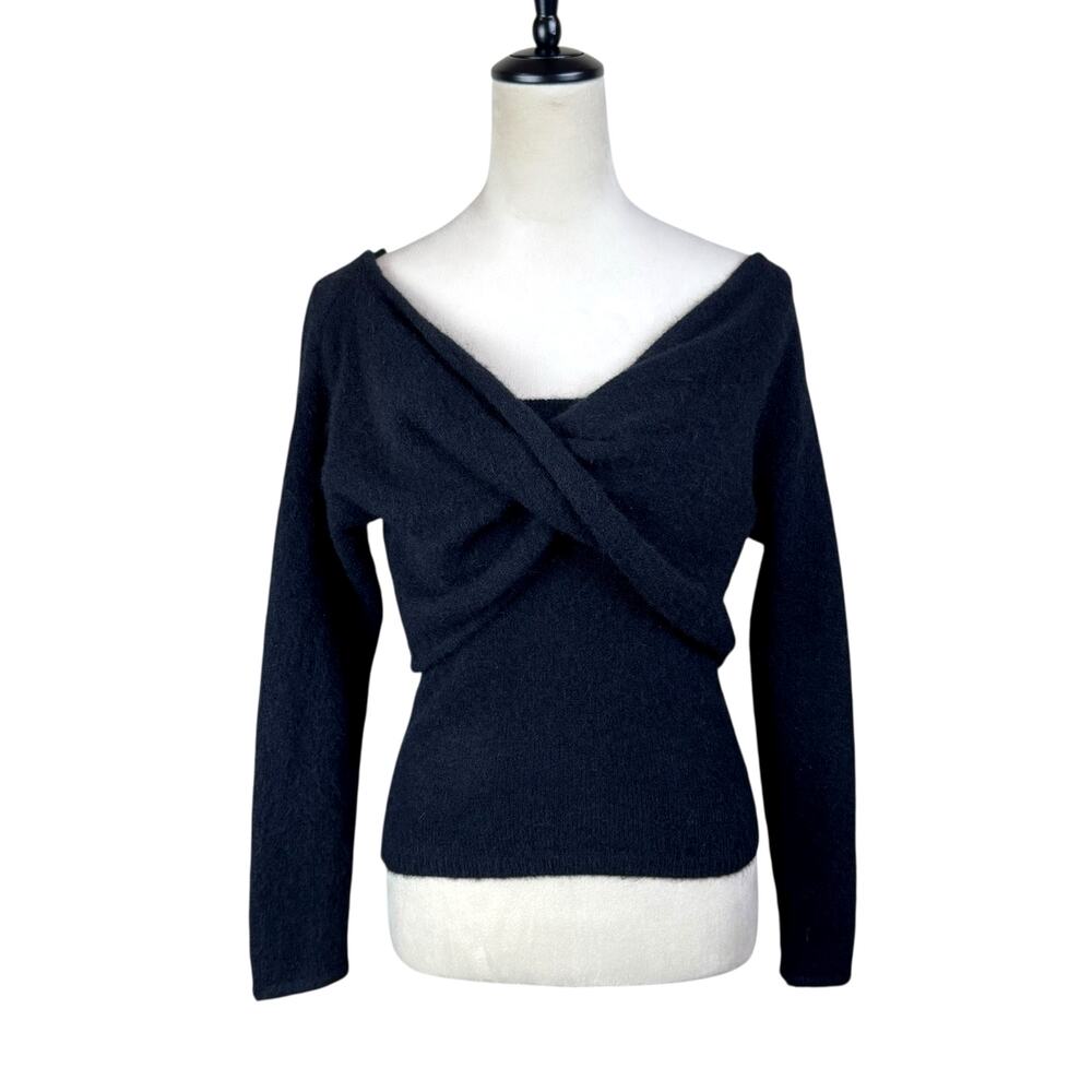 Gestuz NWT Black Wool AlphaGZ 2 in 1 Off Shoulder Camisole and Sweater Top